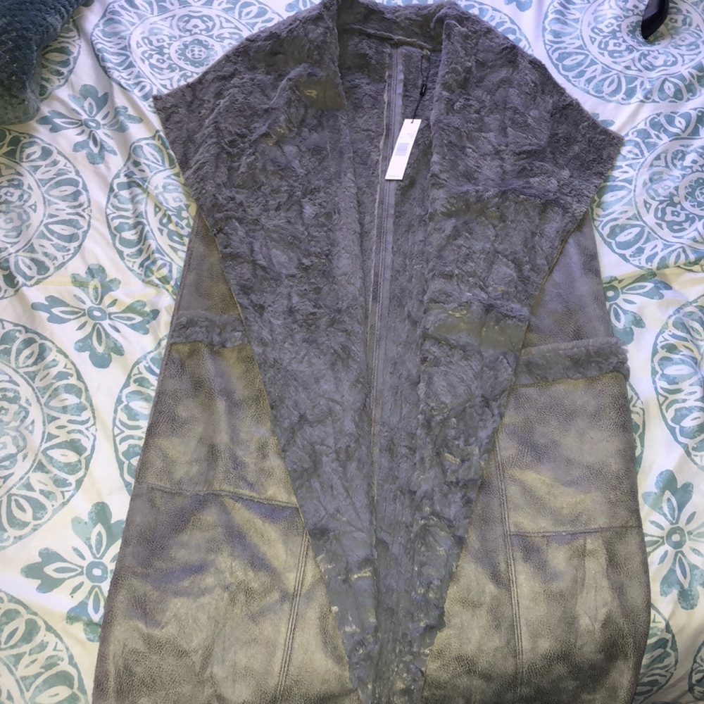 NEW Tahari Faux Fur & Leather Anika Vest!